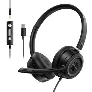 Soothielec USB Headset with Noise-Canceling Microphone