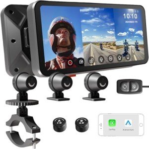 3-Camera Motorcycle CarPlay GPS Navigation System