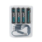 Pale Blue USB Rechargeable AA Batteries - 4-Pack