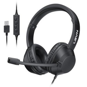 LEVN USB Headset with Noise-Canceling Microphone