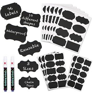 Chalkboard Label Stickers Set with Markers - 96 Pcs