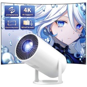 Portable Mini Projector with 4K Support and 270° Rotation