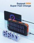 30000mAh Fast Charging Solar Power Bank - Orange