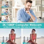 2K Webcam with Dual Microphones and Tripod