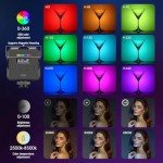 NEEWER Magnetic RGB Video Light, 360° Full Color RGB61 LED Camera Light with 3 Cold Shoe Mounts/CRI 97+/20 Scene Modes/2500K-8500K/2000mAh Rechargeable Portable Photography Selfie Lighting