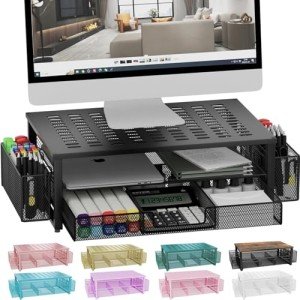 Gianotter D-3-2 Desk Screen Riser with Drawer