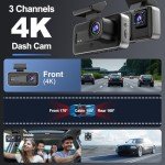 4K Triple Channel Dash Cam with 64GB Card