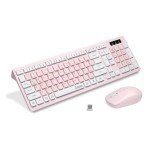 Reccazr Wireless Keyboard and Mouse Combo - Pink & White