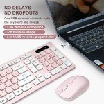 Reccazr Wireless Keyboard and Mouse Combo - Pink & White