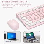 Reccazr Wireless Keyboard and Mouse Combo - Pink & White