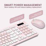 Reccazr Wireless Keyboard and Mouse Combo - Pink & White