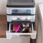 IRIS USA Black 3-Drawer Stacking Organizer Set