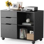 Sweetcrispy Lateral Mobile File Cabinet with Wheels