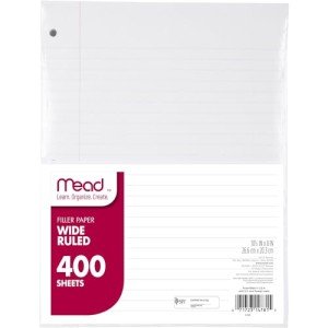 Wide Ruled Loose Leaf Paper - 400 Sheets
