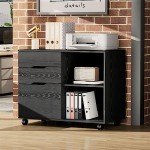 Sweetcrispy Lateral Mobile File Cabinet with Wheels