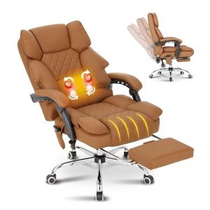 Heated Reclining Massage Office Chair with Footrest