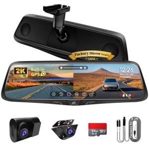 PORMIDO 2K Touchscreen Mirror Dashcam with GPS