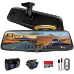 PORMIDO 2K Touchscreen Mirror Dashcam with GPS