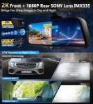 PORMIDO 2K Touchscreen Mirror Dashcam with GPS
