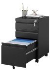 MIIIKO Black Metal Rolling File Cabinet with Lock