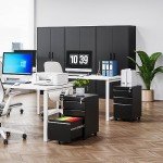 MIIIKO Black Metal Rolling File Cabinet with Lock