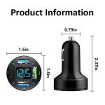 4-Port USB Car Charger with Voltmeter and Type-C