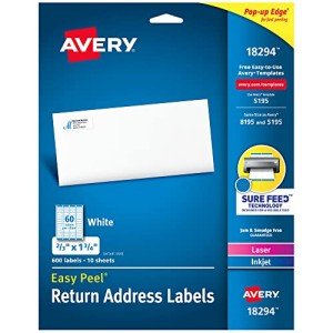 Avery Printable White Address Labels - 600 Pack