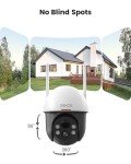 Wireless Solar Security Cameras, Panoramic PTZ, 2-Pack