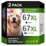 TECKKIN 67XL Reman Ink Cartridge for HP Printers