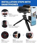 High Power Monocular Telescope with Smartphone Adapter
