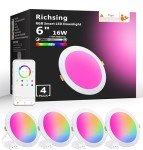 RICHSING 6" RGBW LED Recessed Lights, 4-Pack