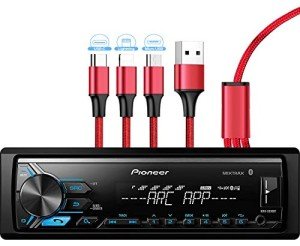 Pioneer MVH-X390BT Media Receiver & USB Charging Cable Bundle