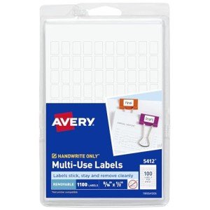 Avery Removable White Labels, 5/16" x 1/2" - 1,100 Count