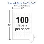 Avery Removable White Labels, 5/16" x 1/2" - 1,100 Count