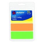 Avery Removable Neon Color-Coding Labels, 72 Pack