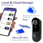 Wireless Video Doorbell Camera with AI Detection