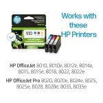 HP 910 Ink Cartridges: Cyan, Magenta, Yellow