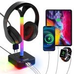 RGB Headphone Stand with Charger and USB Ports