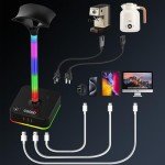 RGB Headphone Stand with Charger and USB Ports