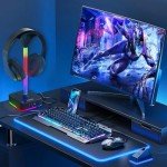 RGB Headphone Stand with Charger and USB Ports