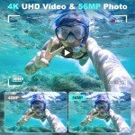 4K Waterproof Underwater Camera with Dual Screens