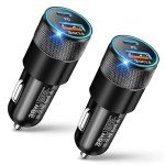 38W Dual Port USB C Car Charger - 2 Pack