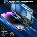 38W Dual Port USB C Car Charger - 2 Pack