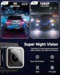 3 Channel 4K WiFi Dash Cam with 32GB Card
