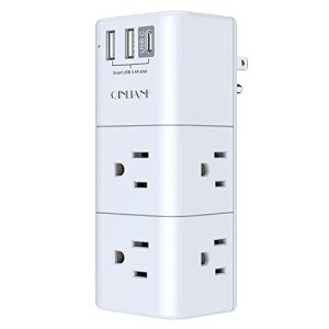 USB Outlet Extender with 6 AC and 3 USB Ports