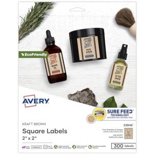 Avery 2" x 2" Brown Square Labels, 300 Pack