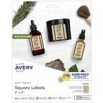 Avery 2" x 2" Brown Square Labels, 300 Pack