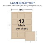 Avery 2" x 2" Brown Square Labels, 300 Pack