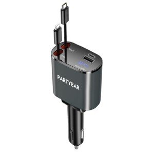 4-in-1 Retractable Fast Car Charger with USB C