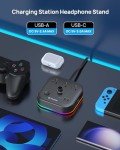 TROND RGB Headphone Stand with USB Ports